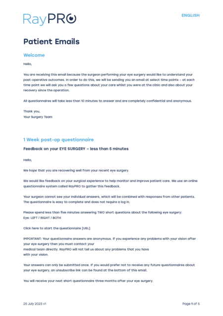 Raydocs Letter RayPRO Support - English - Rayner : Global